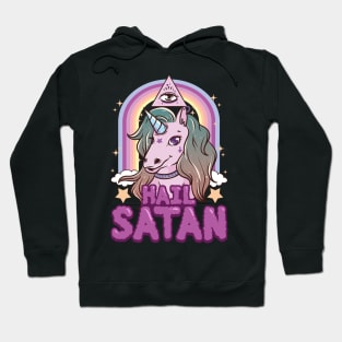 Funny Hail Satan Unicorn Rainbow Satanic Pun Hoodie